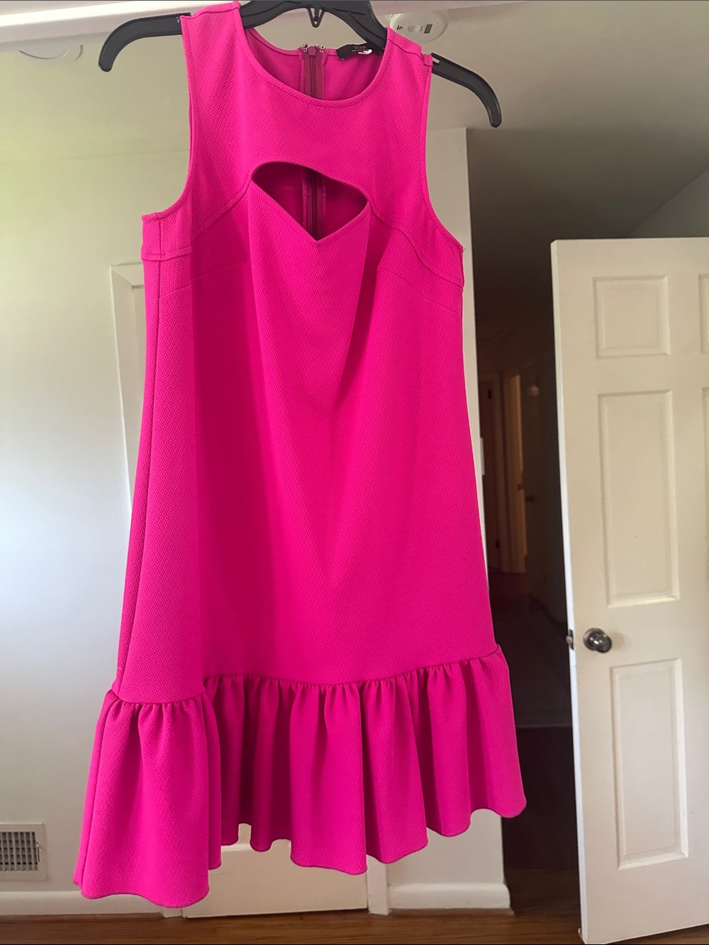 Trina Turk Bright Pink Sleeveless Dress with Heart Cutout